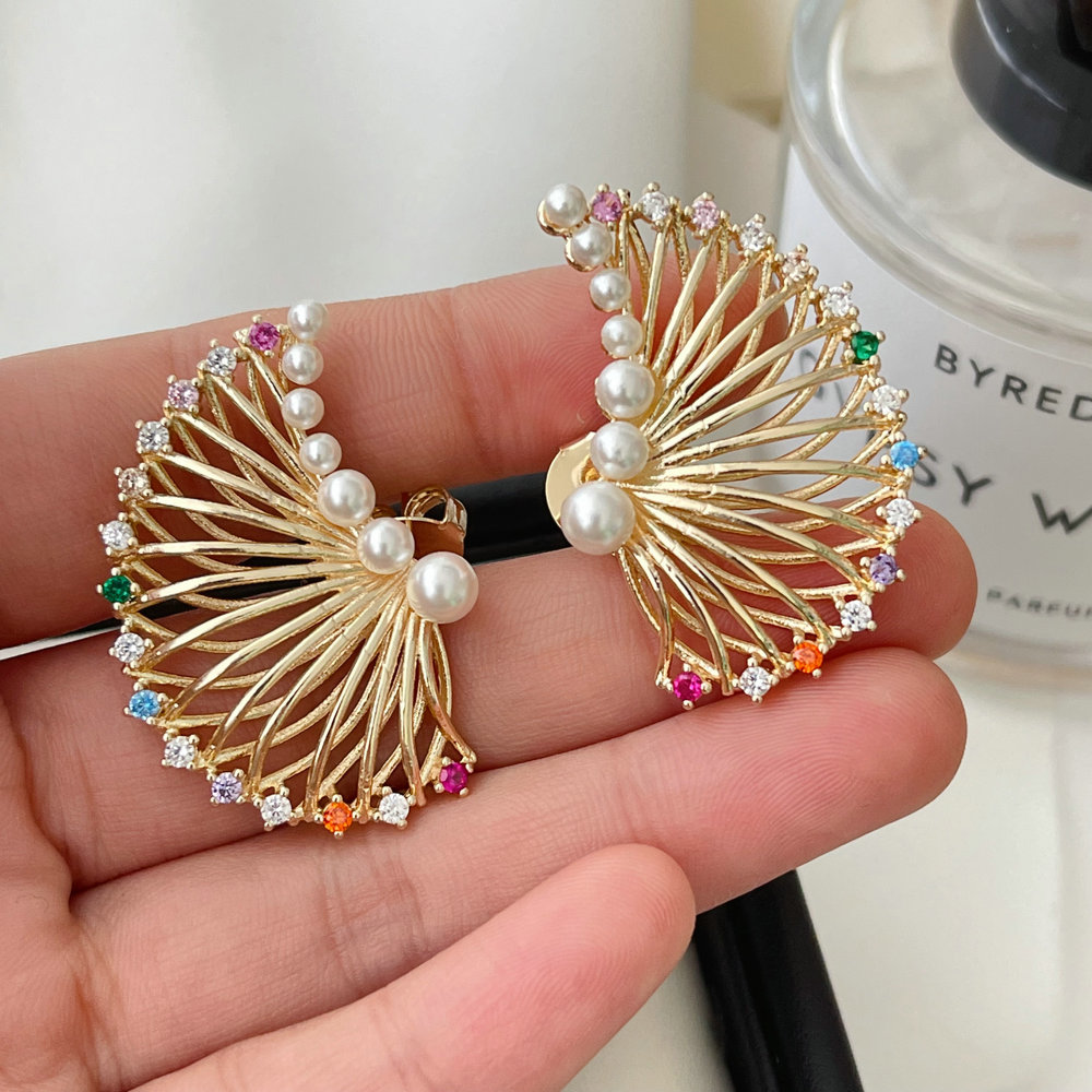 Pave pearl wing earrings