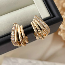Pave zircon basic fan earrings
