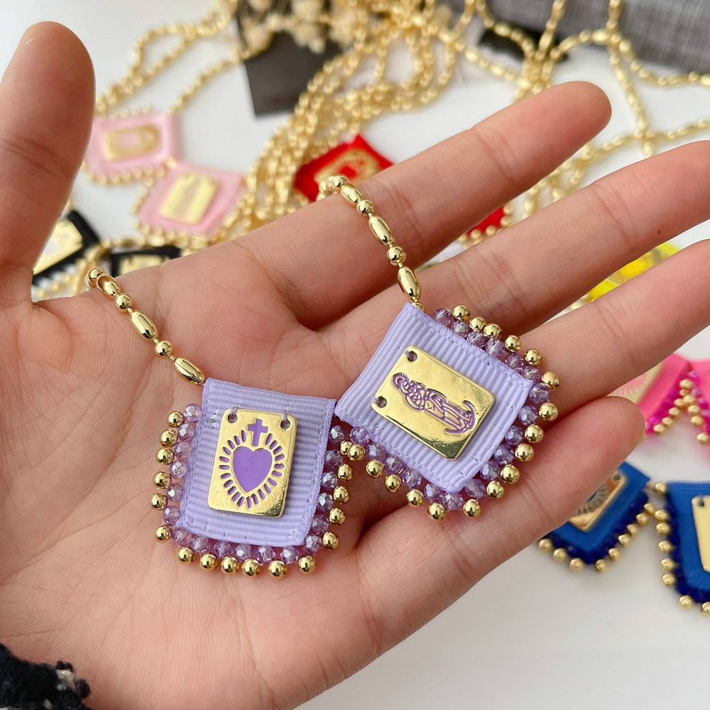 Gold bead with square handmade necklace