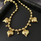Bead ball necklace with heart charm