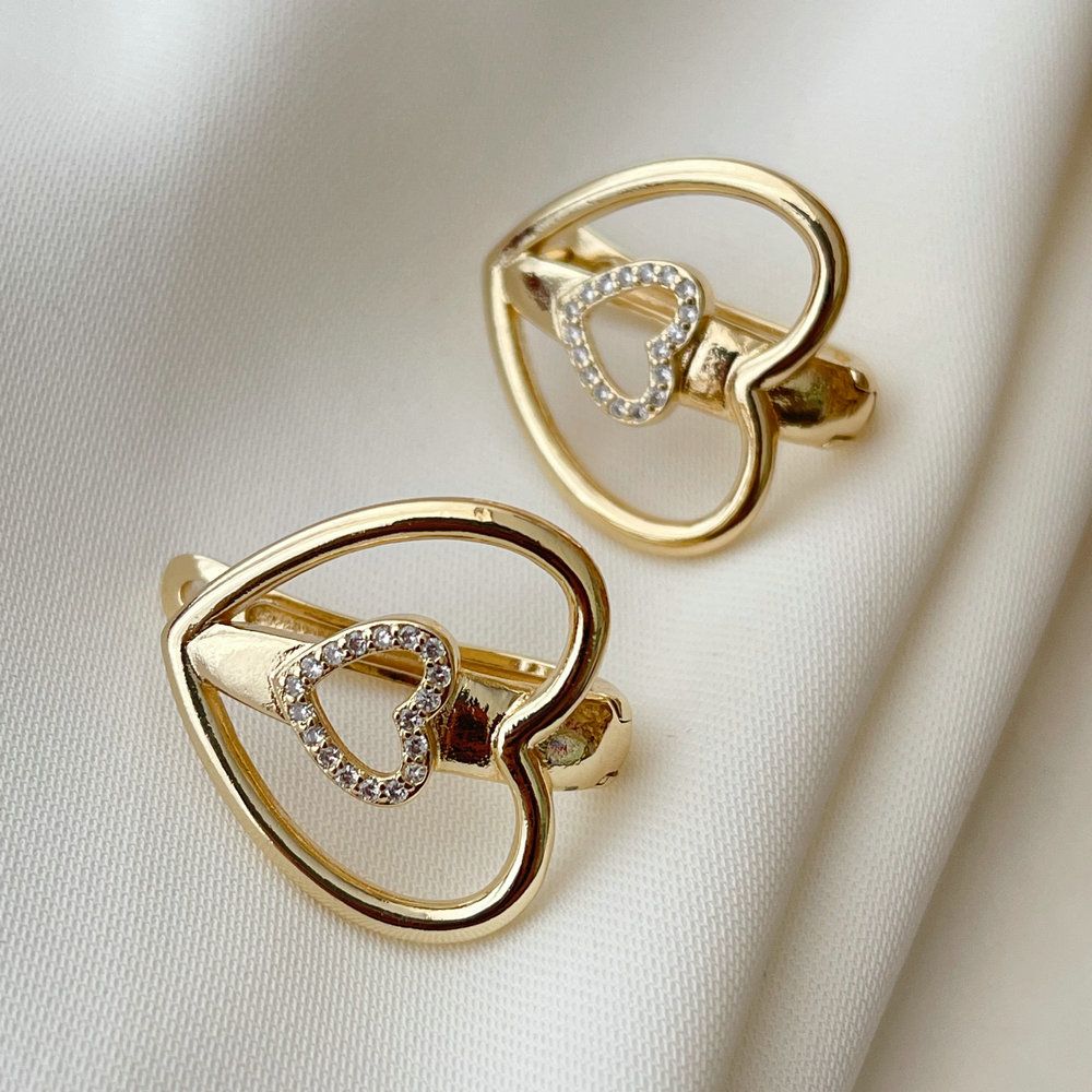 Pave heart earrings