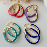 Enamel oval earrings