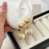 Pave pearl drop earrings