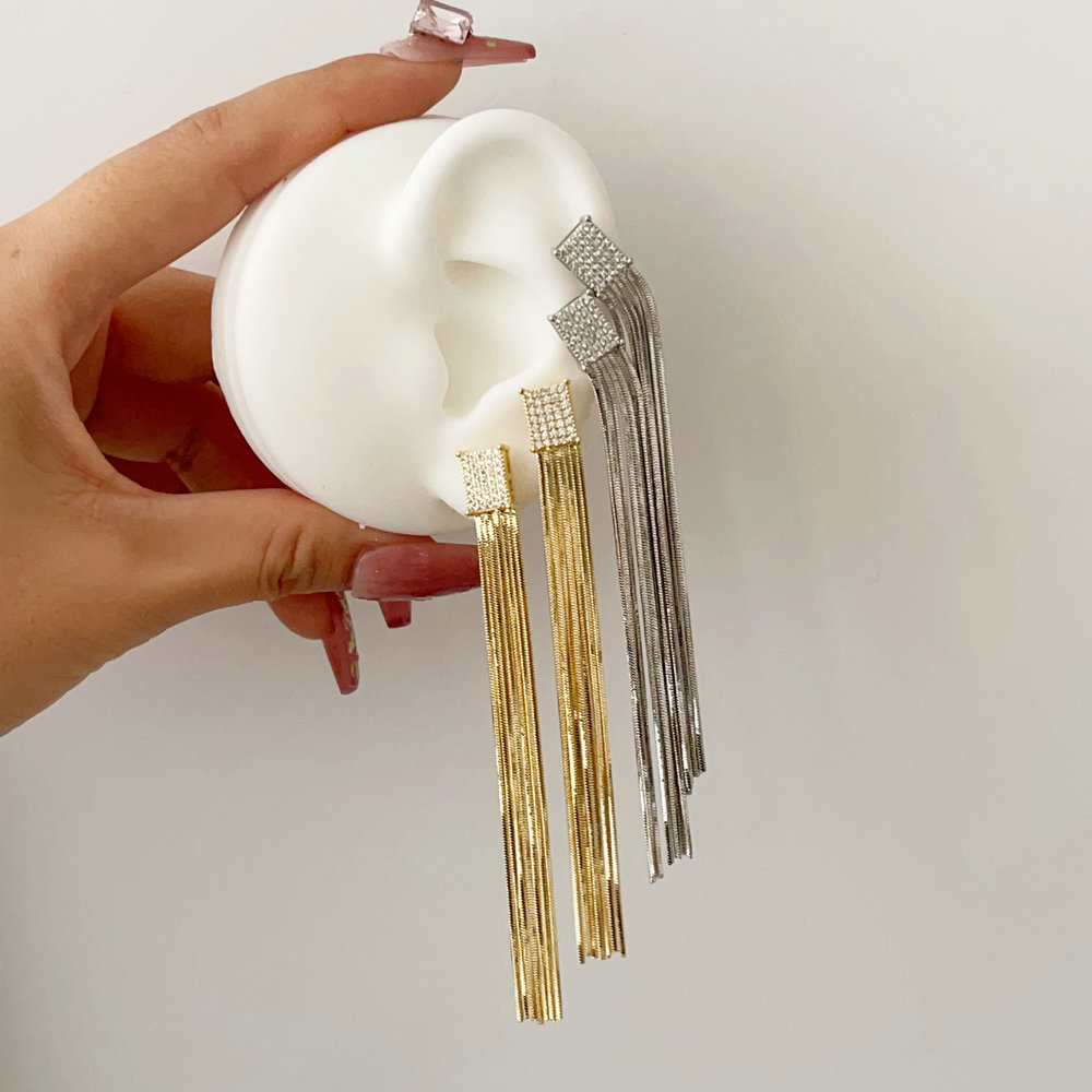 Long chain tassel earrings