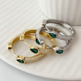 Pave zircon green eye hoop