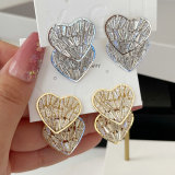 Pave zircon heart earrings