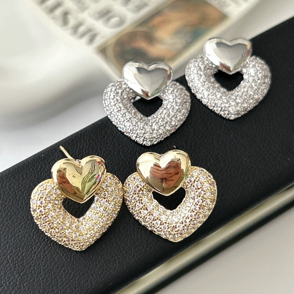 Pave heart earrings