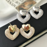 Pave heart earrings