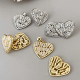 Pave zircon heart earrings