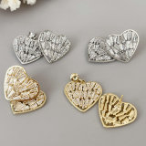 Pave zircon heart earrings