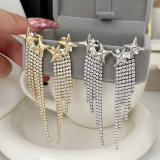 Pave star zircon tassel earrings