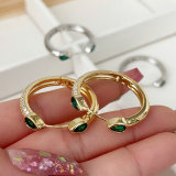 Pave zircon green eye hoop