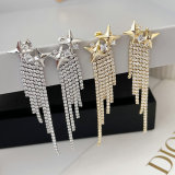 Pave star zircon tassel earrings