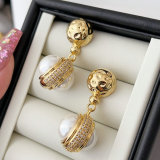 Pave pearl drop earrings