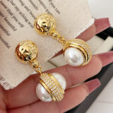 Pave pearl drop earrings