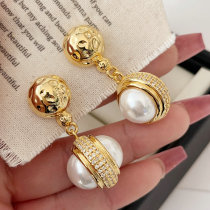 Pave pearl drop earrings