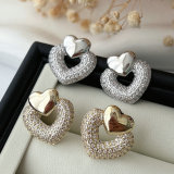Pave heart earrings