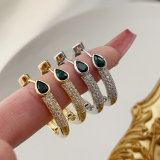 Pave zircon green eye hoop