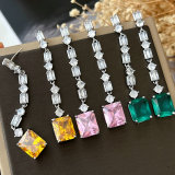 Pave fine zircon long earrings