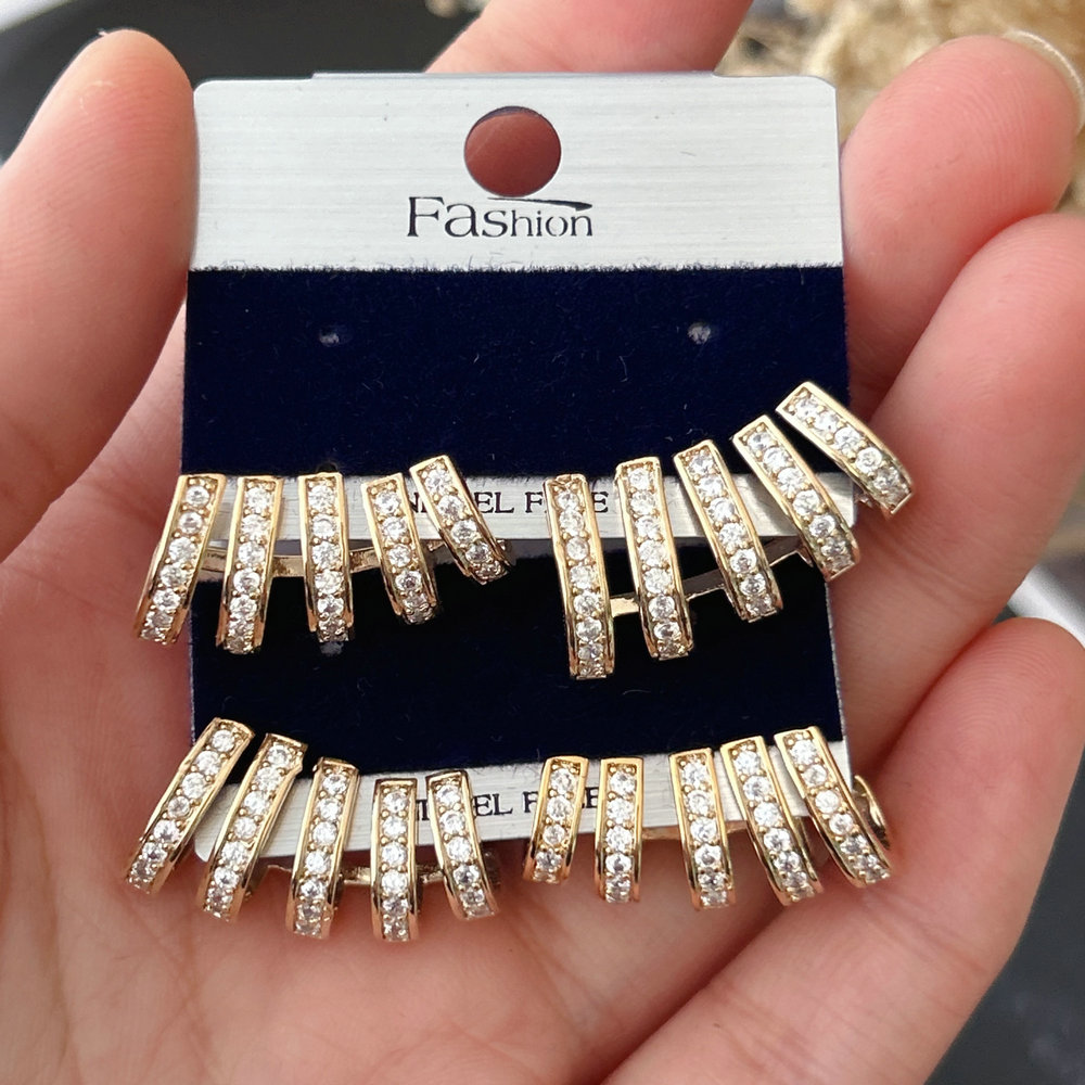 Pave fan earrings