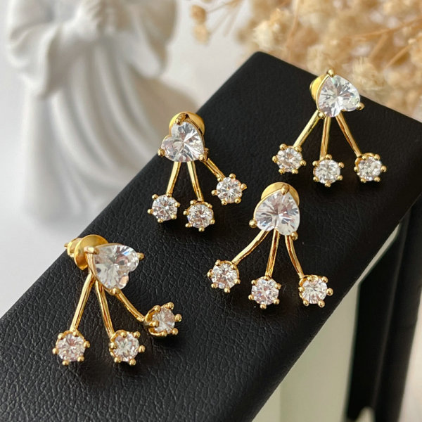 Pave heart earrings