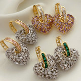 Pave zircon chunky heart earrings