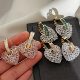 Pave zircon chunky heart earrings