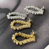 Short zircon line earrings