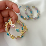 Pave chunky blue zircon hoop