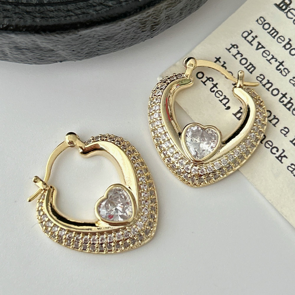 Pave heart earrings