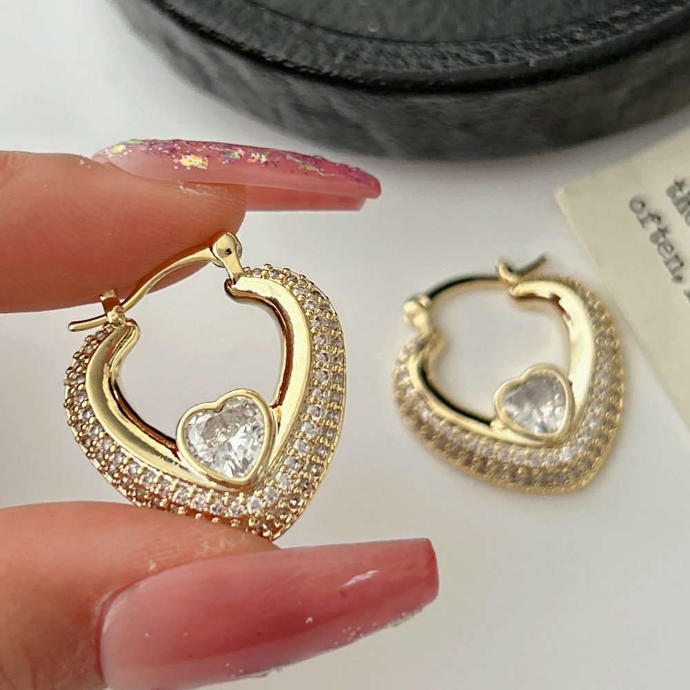 Pave heart earrings