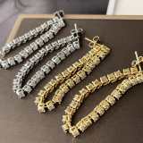 Pave zircon long earrings