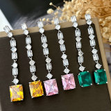 Pave fine zircon long earrings