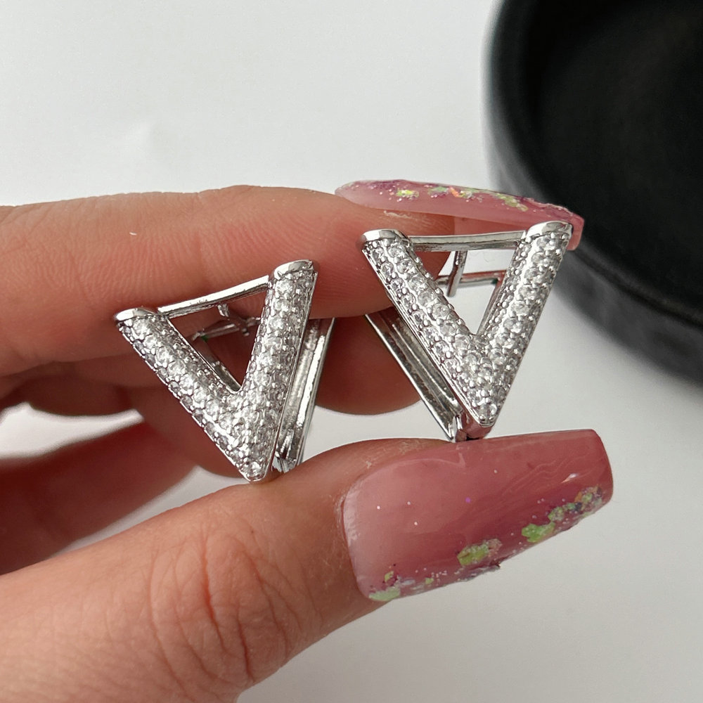 Triangle pave zircon earrings