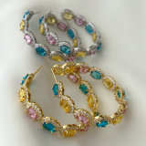 Pave chunky blue zircon hoop
