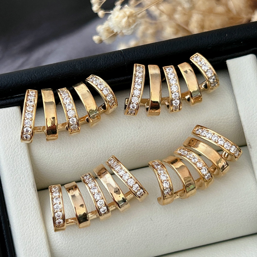 Pave zircon fan earrings