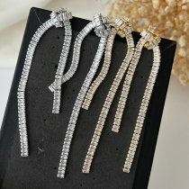 knot tassel zircon earrings