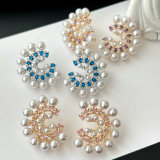 Pearl zircon earrings