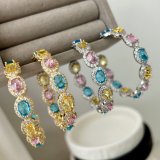 Pave chunky blue zircon hoop