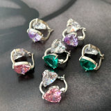 Pave heart zircon earrings