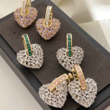 Pave zircon chunky heart earrings