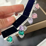 Pave heart zircon earrings