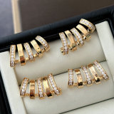 Pave zircon fan earrings