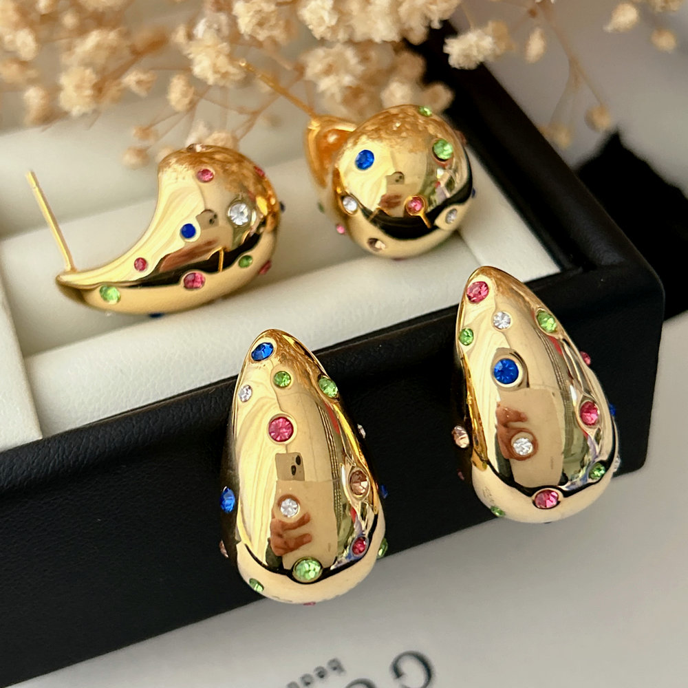 Pave colorful zircon drop earrings