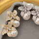 Pave flower big pearl earrings