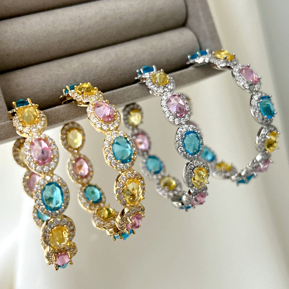 Pave chunky blue zircon hoop