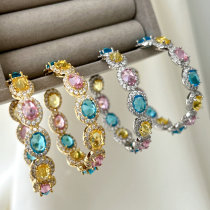 Pave chunky blue zircon hoop