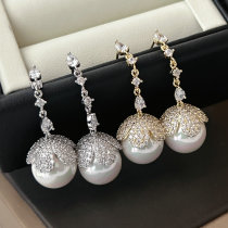 Long drop pearl earrings