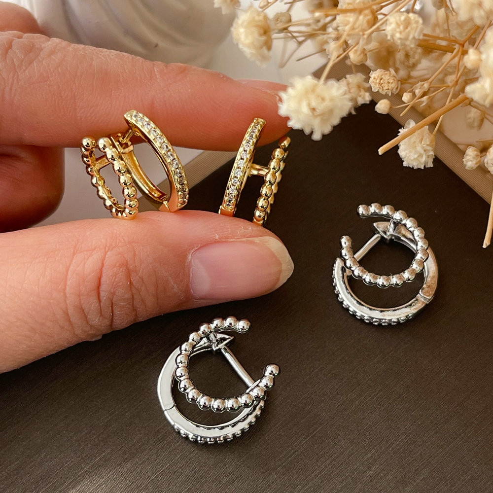 Pave double simple hoop