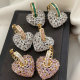 Pave zircon chunky heart earrings